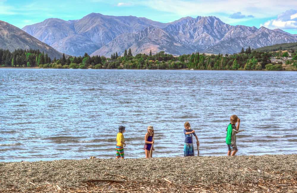 school children outdoors South Island New Zealand
