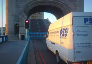 PSS removals van on Tower Bridge London