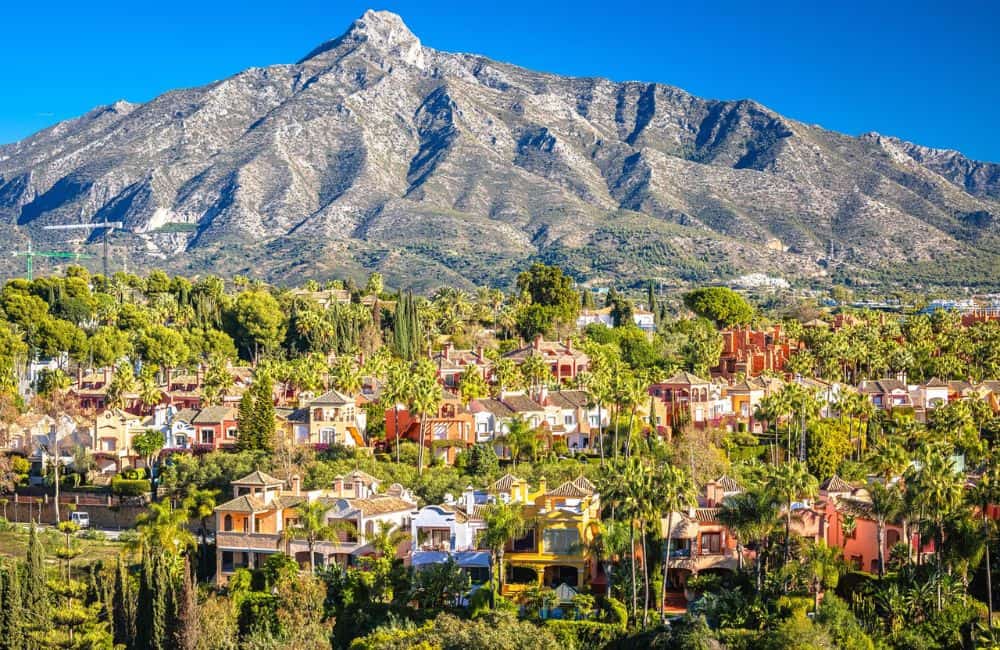 Colorful villas in Marbella view Colorful villas in Marbella view